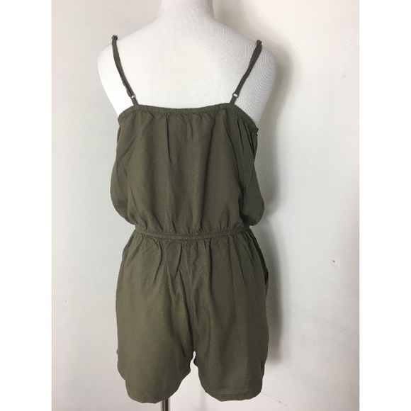 5/$15 Olive Green Romper with Beaded Top - Picture 3 of 5